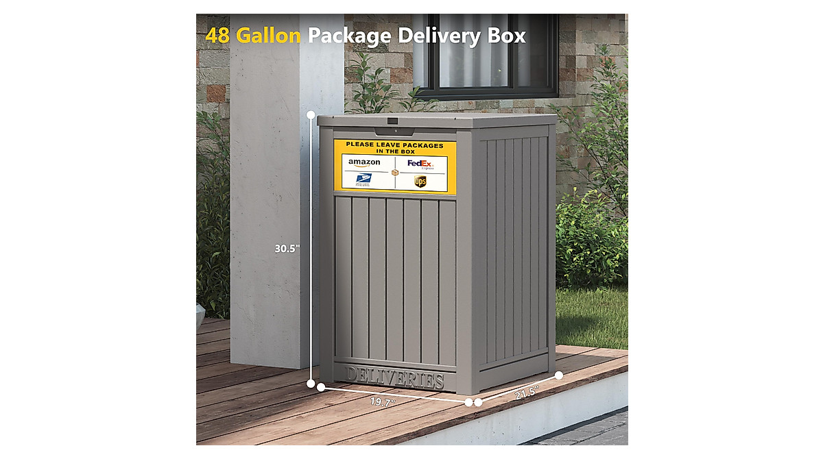 LHBGO Package Delivery Box with Lockable Lid and Delivery Sign - 48 ...