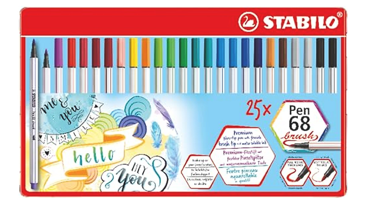 STABILO Pen 68 Brush - 25 Bright Colors for Creative Artwork