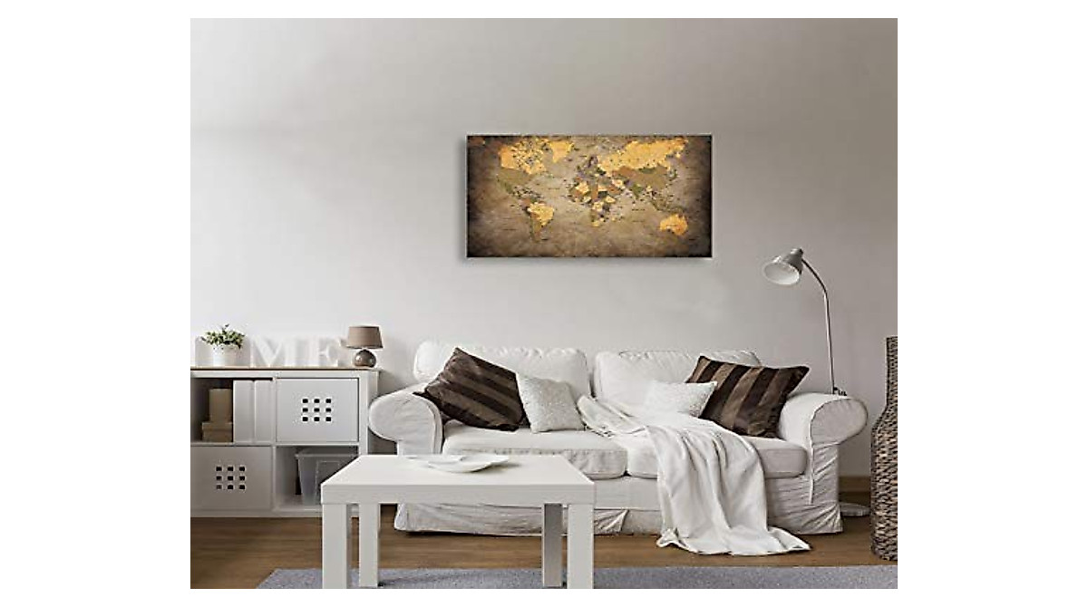 Vintage World Map Canvas Wall Art 20x40 - Ready to Hang Decor