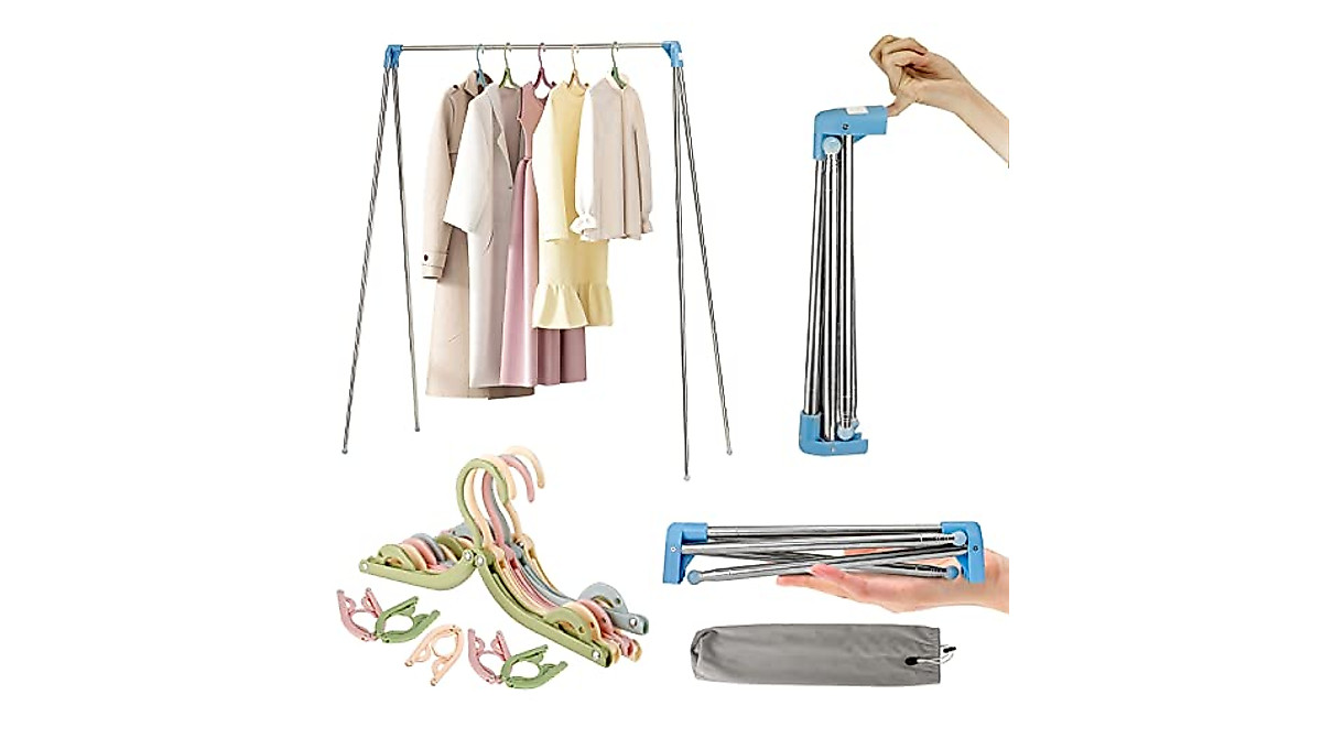 Portable Garment Rack - Collapsible & Adjustable for Travel & Home