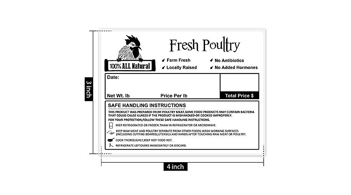 Durable Poultry Freezer Labels - 50 Pcs with Instructions