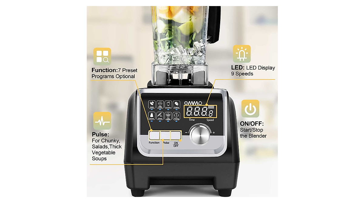 OMMO 1800W Kitchen Blender - Professional Smoothie Maker