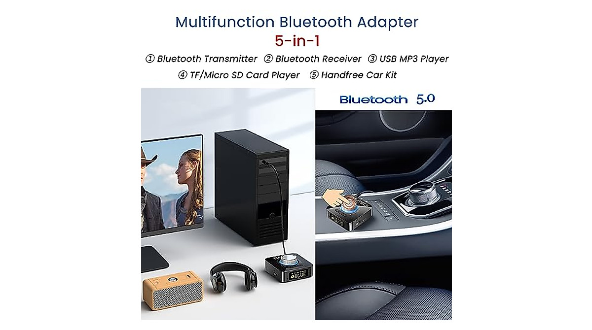 EMUTECK Bluetooth Audio Adapter - 5-in-1 Wireless Device