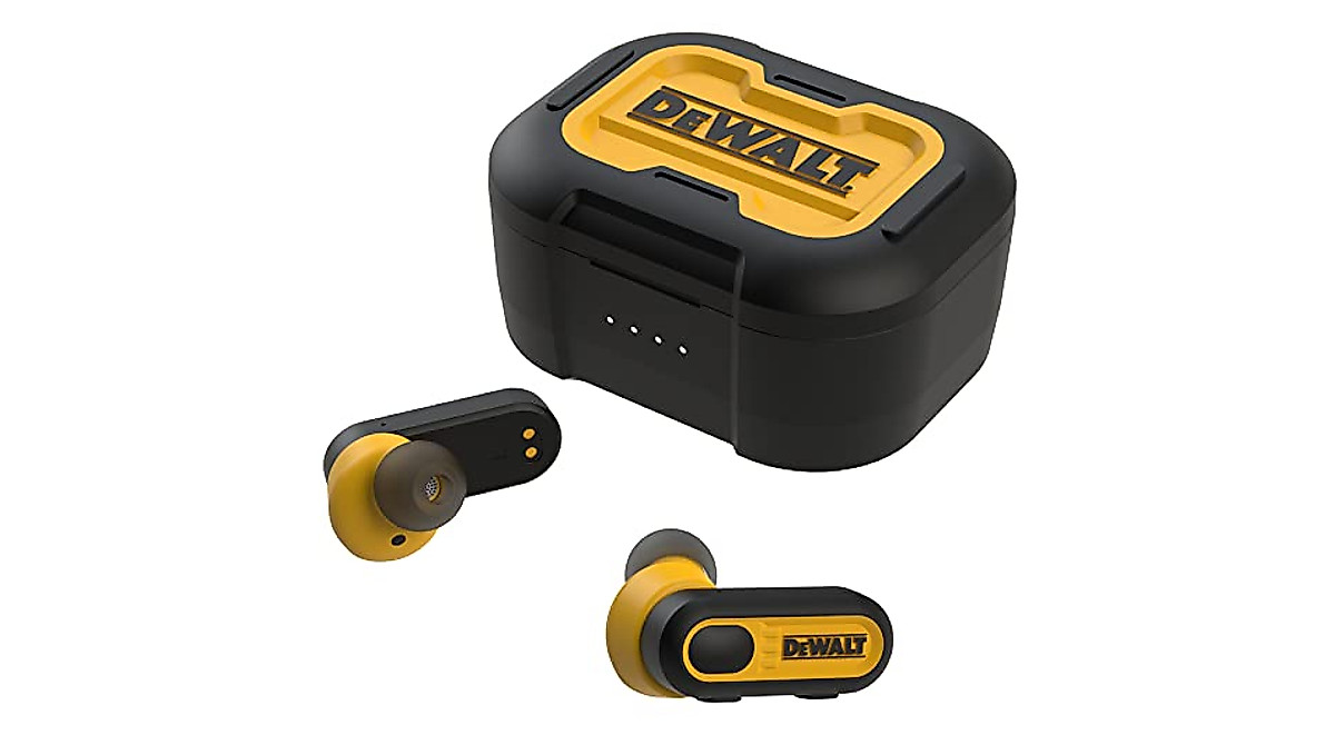 DEWALT Wireless Bluetooth Earbuds for Job Sites — 30H Playtime & Waterproof