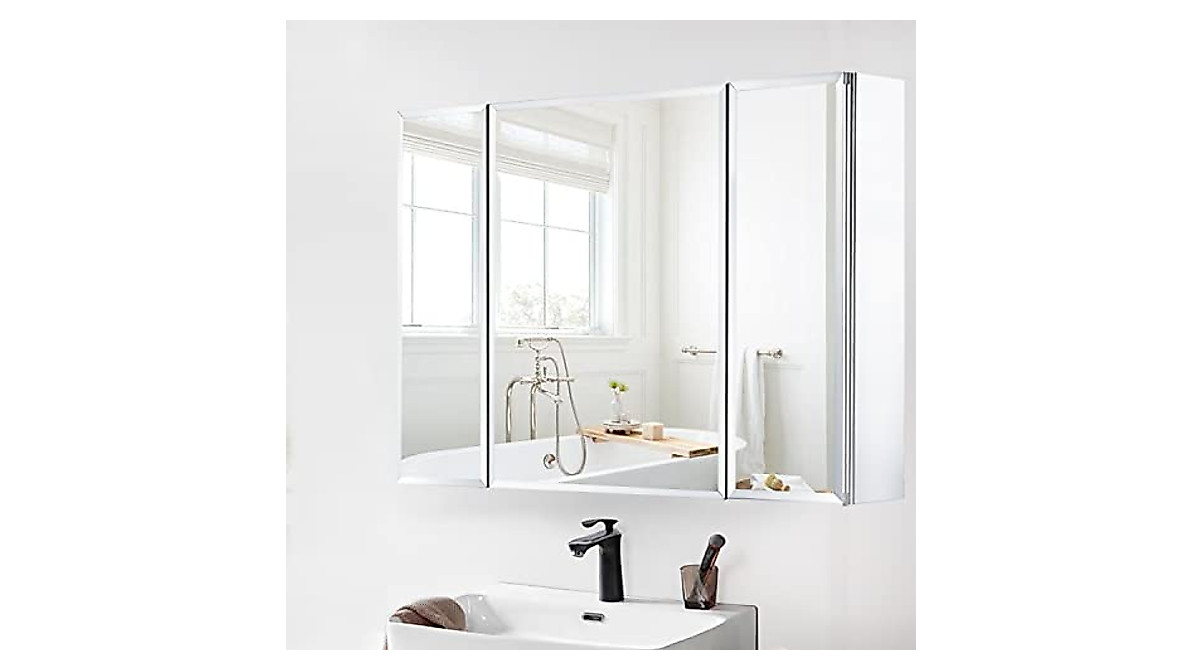 Movo 36x26 Inch Aluminum Medicine Cabinet with Dual Mirrors