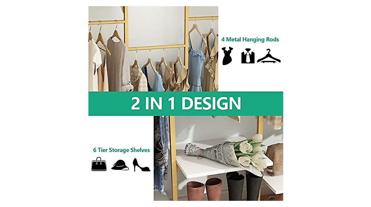 Auromie Gold Wall Mount Clothes Rack - Stylish Storage Solution