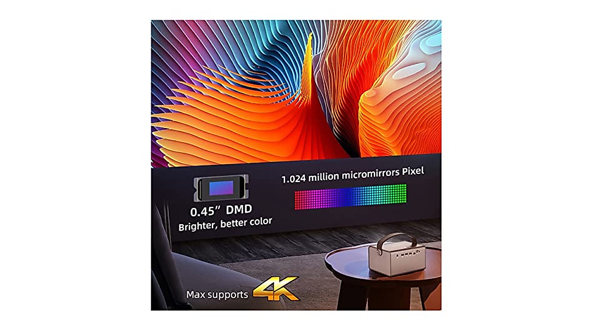 DINOY 3D Smart Projector - 300 Inch Full HD 4K Portable TV