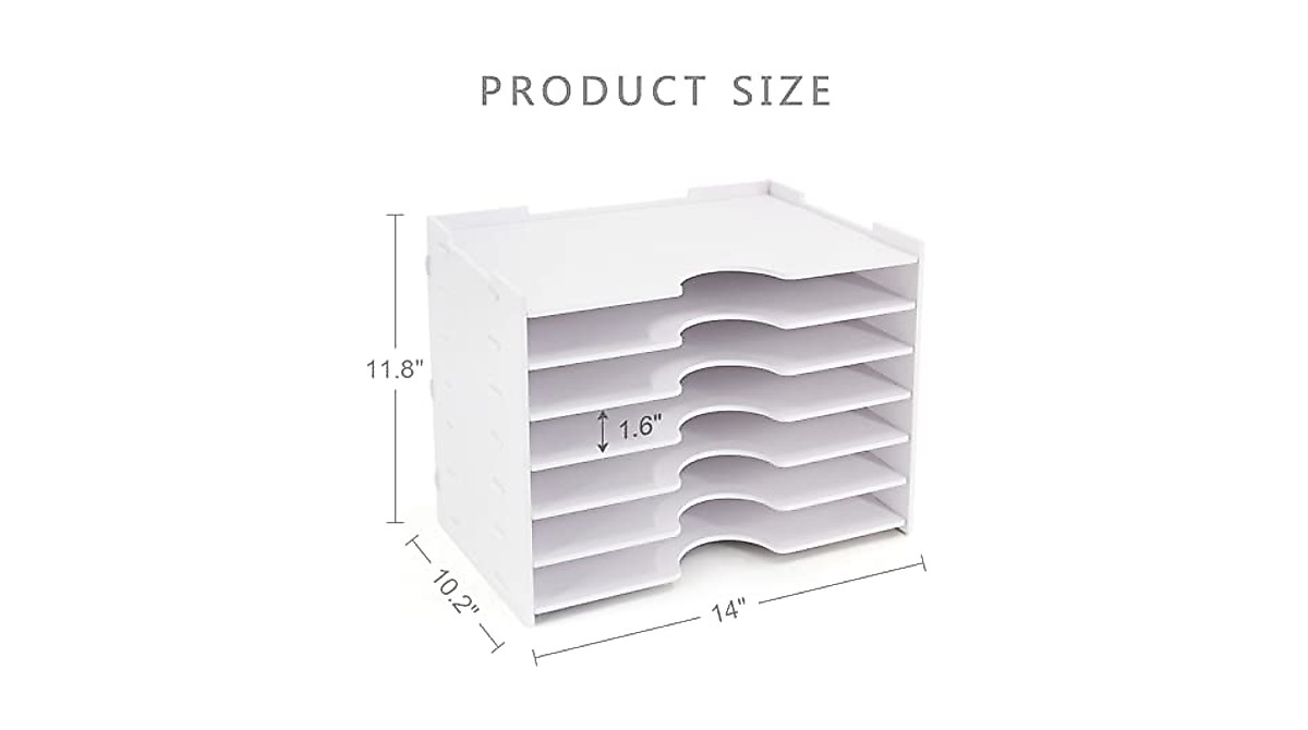 SONGWAY Paper Storage Organizer For Desk - 7 Tier Paper Sorter Organizer, Letter Ail Tray, File