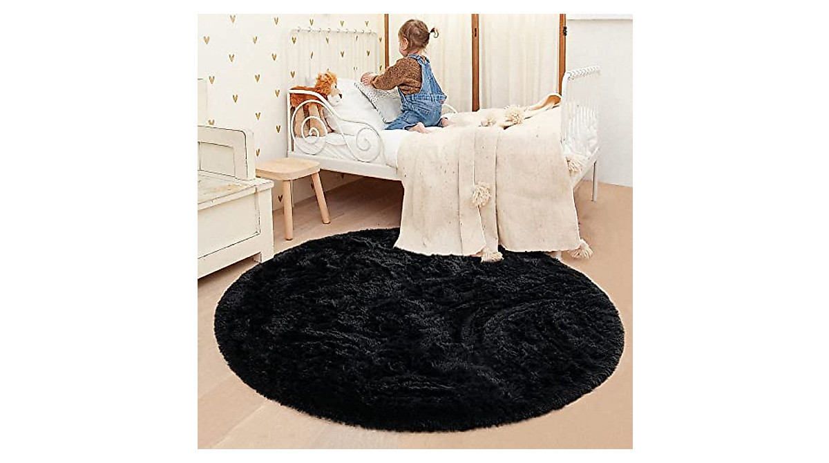 ISEAU Fluffy Round Rug - Stylish & Comfy for Kids
