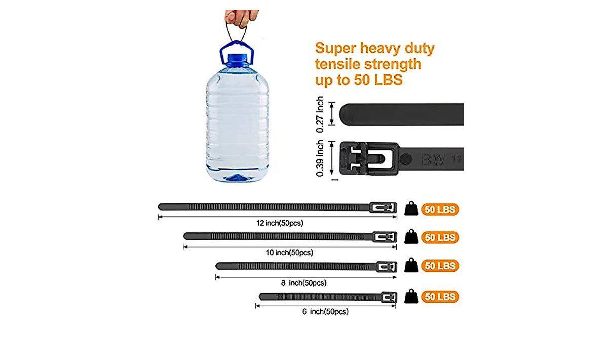 Reusable Zip Ties Assorted Sizes - Heavy Duty & Reusable | SOOoEC