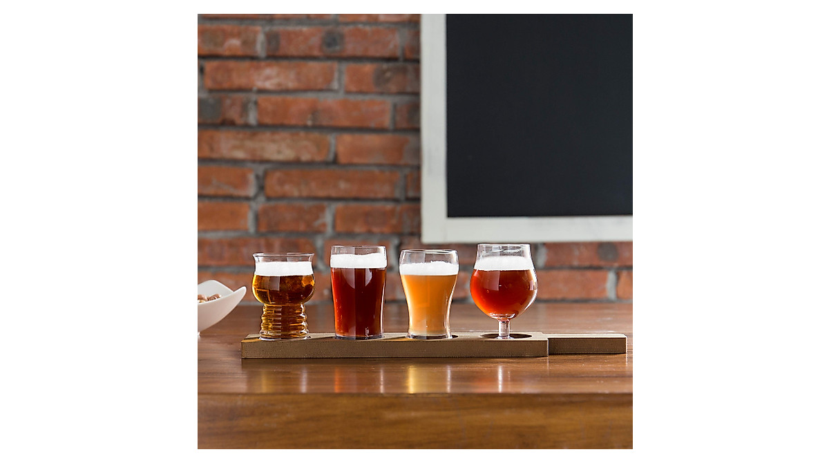 MyGift Rustic Beer Flight Set with Glasses - Perfect for Home & Bars