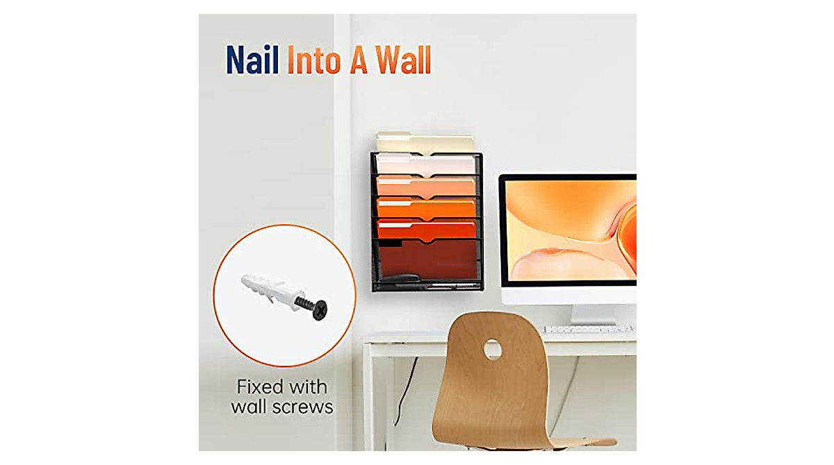 SUPEASY 6-Tier Wall File Organizer - Keep Papers Neatly Sorted