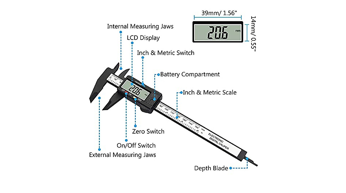 eSynic 6-Inch Digital Caliper & Feeler Gauge Measuring Tool