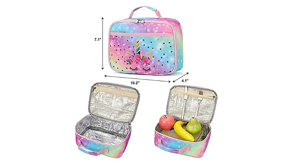 CAMTOP Unicorn School Backpack & Lunch Box Set for Kids