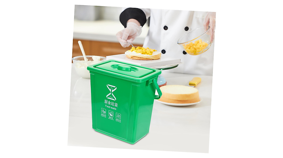 Outdoor Composting Bin 13 Gallon Trash Can with Lid for Kitchen