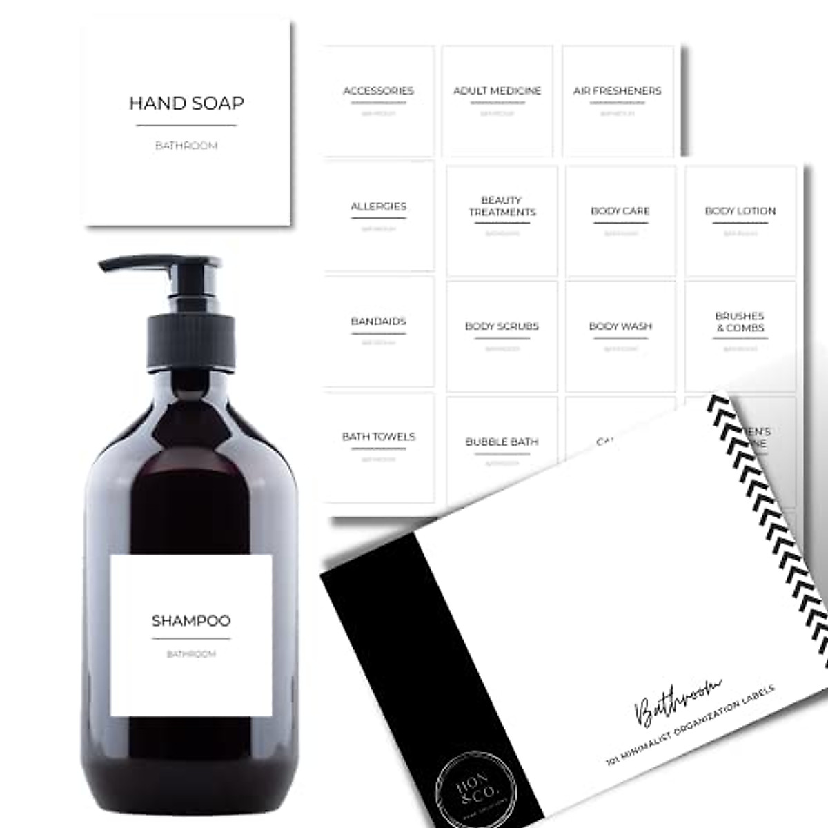Bathroom Labels for Storage | Minimalist Waterproof Labels