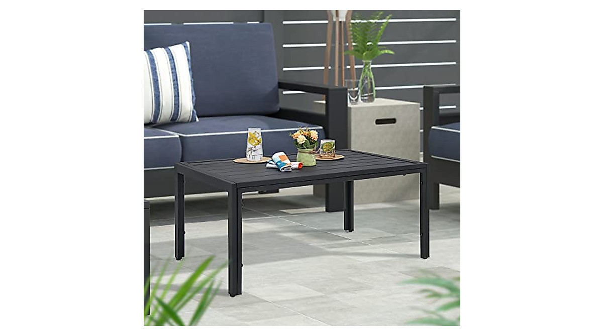 ABBLE Outdoor Steel Slat Table - Stylish & Durable