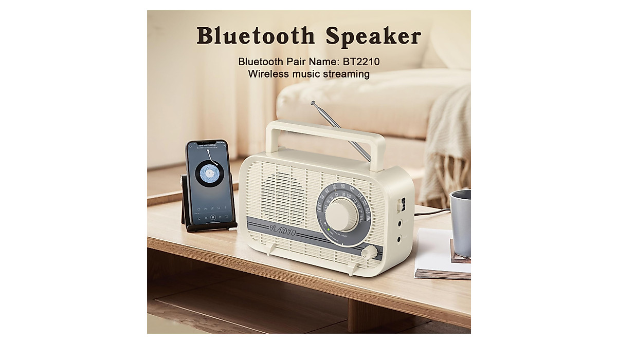 Audiocrazy Retro Portable AM/FM Bluetooth Radio - Yellow