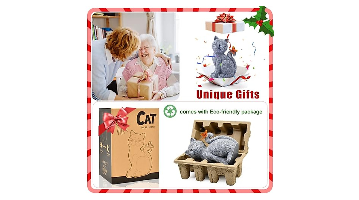 Nacome Solar Cat Garden Statue | Perfect Outdoor Decor