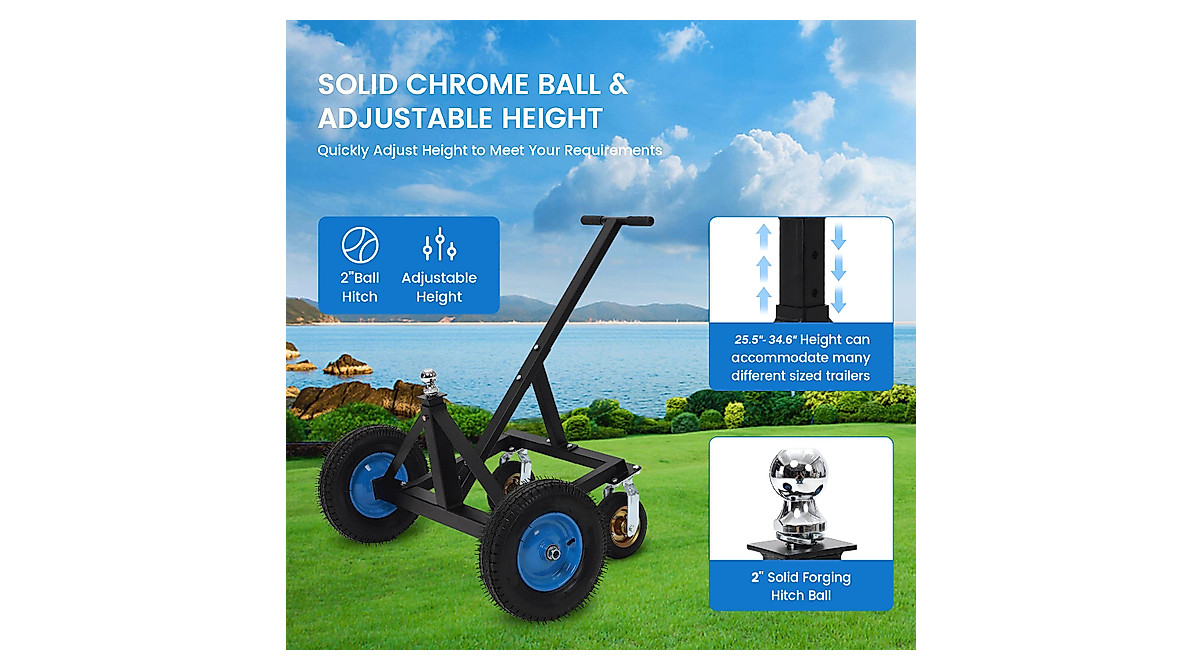 Move Trailers Easily: 1500lb Adjustable Trailer Dolly