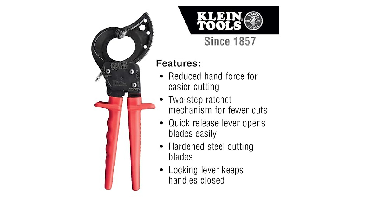 Klein Tools Ratcheting Cable Cutters for Heavy-Duty Use