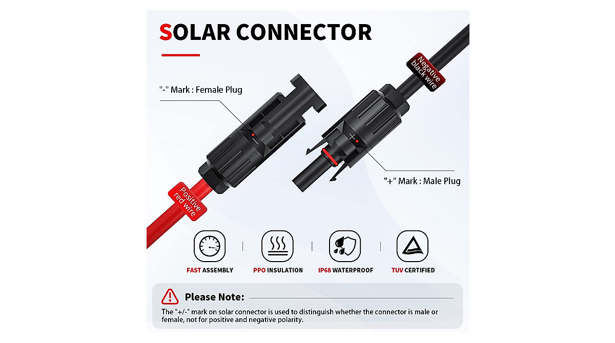 ELECTOP 10AWG Solar Panel Connector Cable for Solar Generator & Batteries