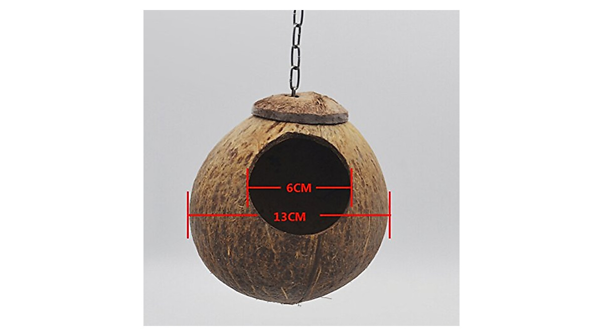 Natural Coconut Shell Bird Nest for Small Parrots & Pets