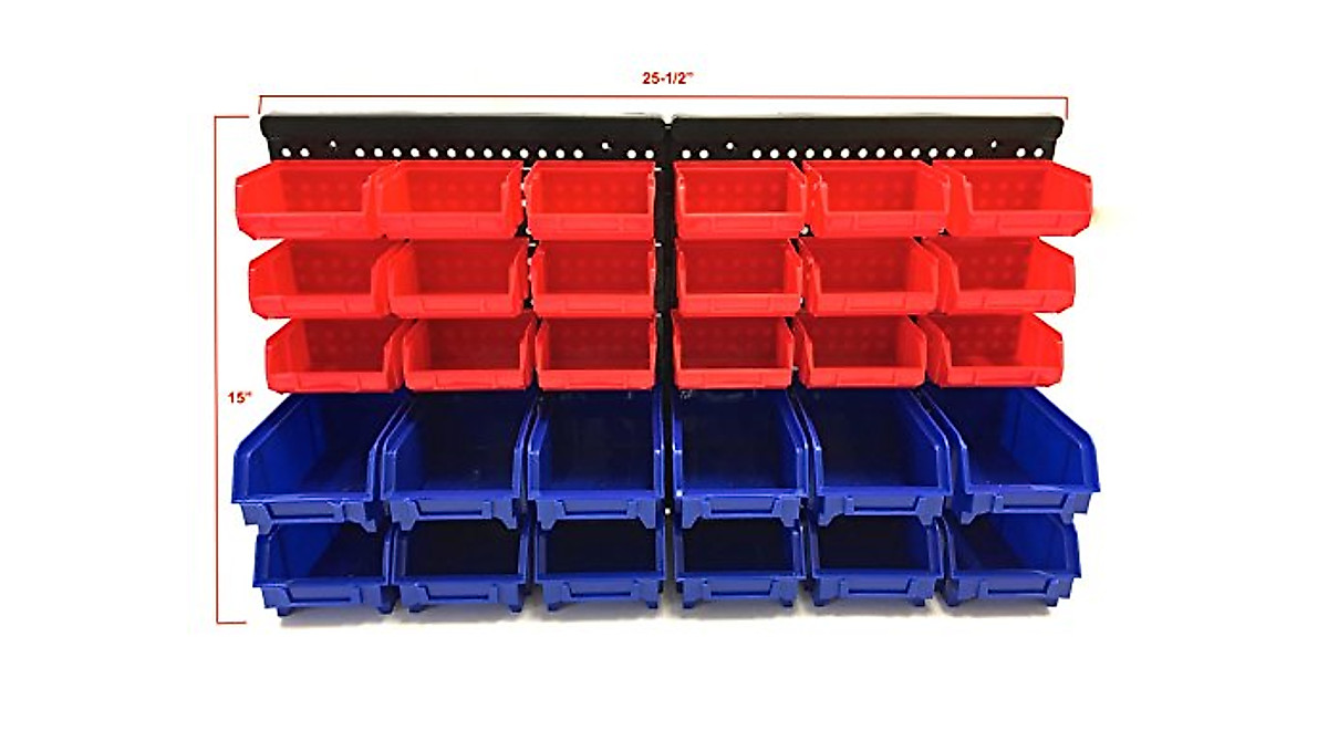 42-Compartment Storage Drawers & Wall Mount Parts Rack for Organization