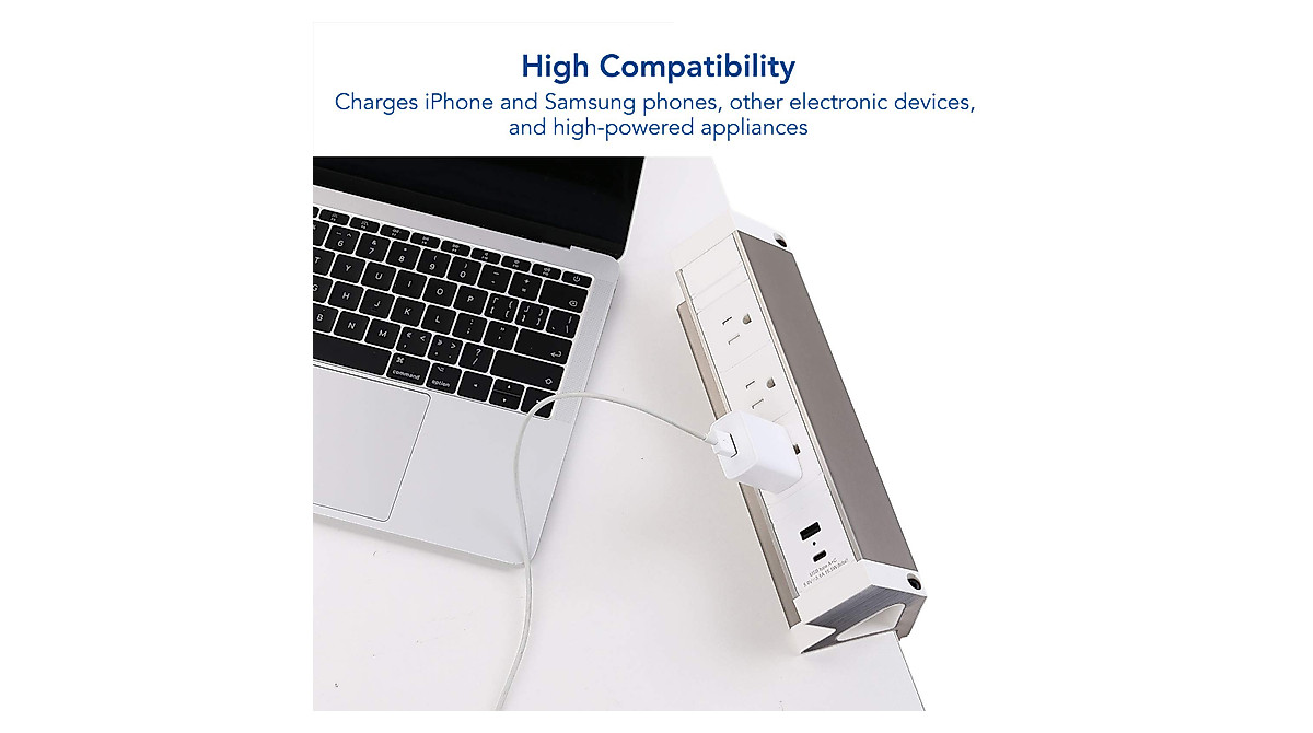 FlexiSpot Power Strip with USB Charging and Desk Clamp | Safe & Organized