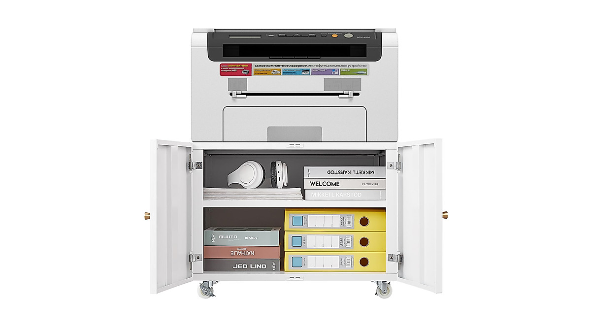 SQLIFE Office Copier File Cabinet - Mobile Lateral Storage for Office