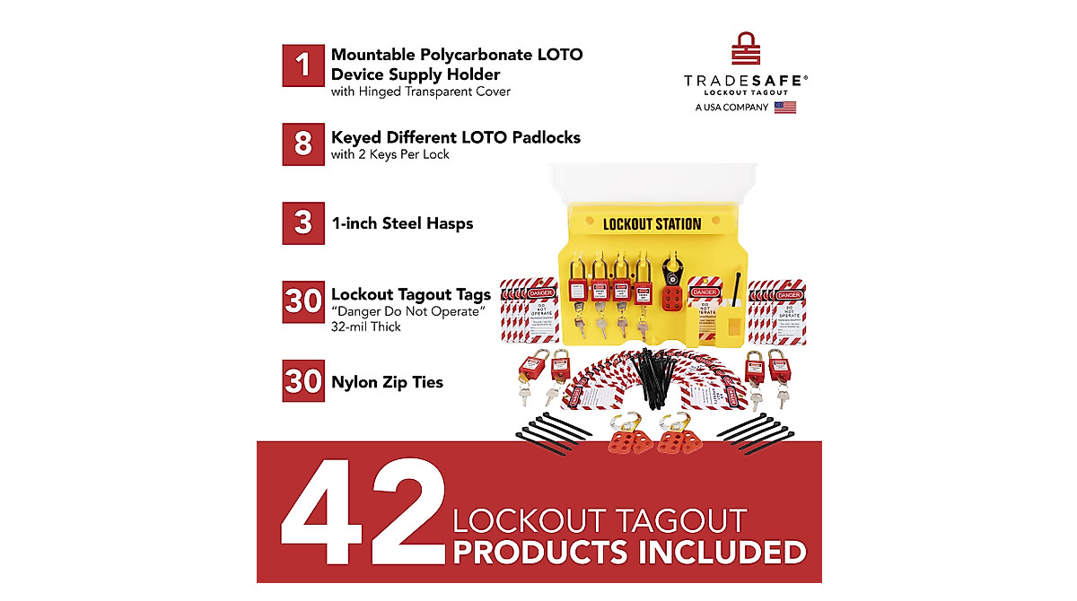 TRADESAFE Lockout Tagout Station - OSHA Compliant Safety