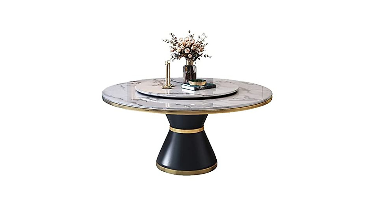 LAKIQ Modern Round Dining Table with Lazy Susan - Elegant & Durable