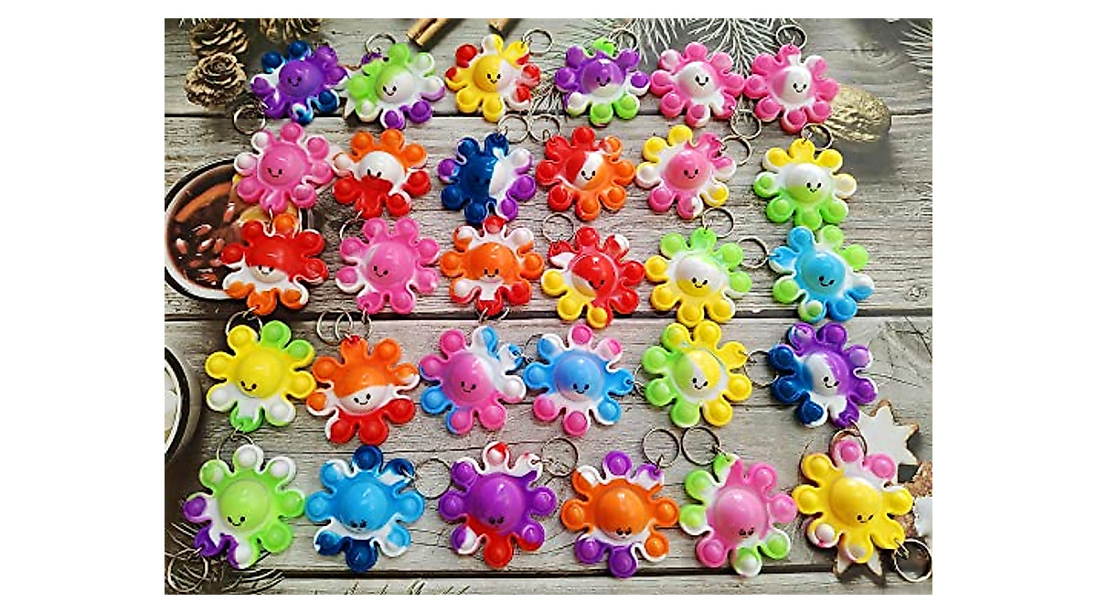 30 Packs Octopus Fidget Bubble Keychains for Kids