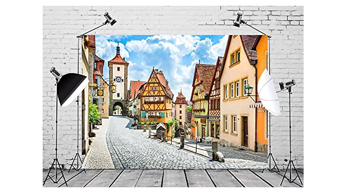 BELECO Oktoberfest Backdrop 15x8ft Fabric German Bavarian Town Background