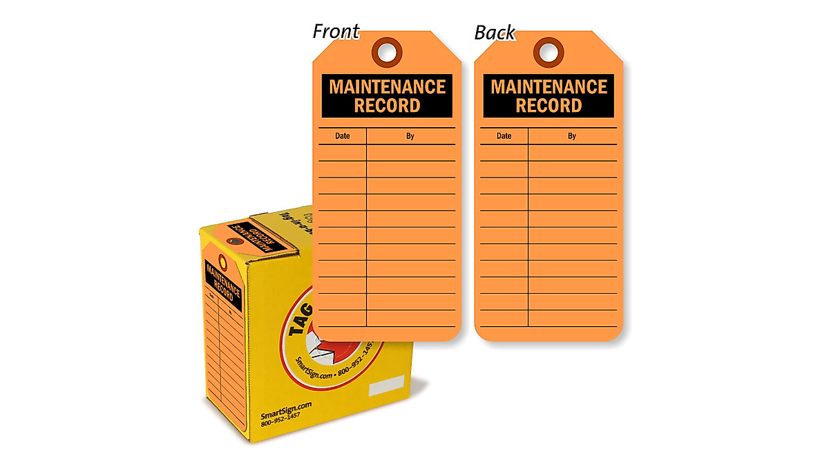 SmartSign Pack of 100 Fluorescent Maintenance Tags - Durable & Easy to Use