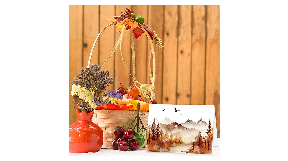 Whaline 48 Pack Fall Thank You Cards Watercolor Autumn Landscape
