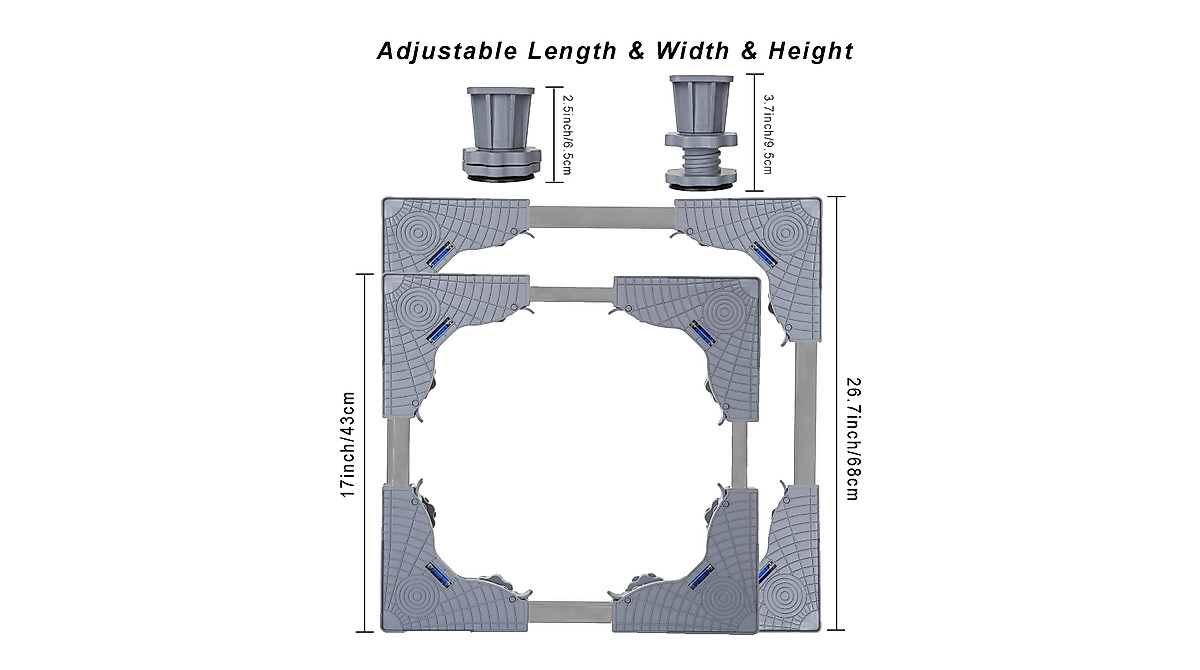 Adjustable Washer Stand with Locking Wheels