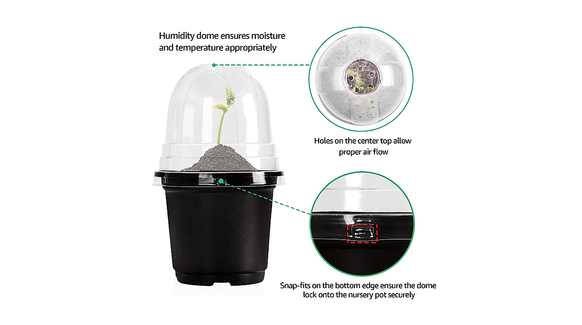 Plastic Plant Nursery Pots with Humidity Dome - 30 Pack