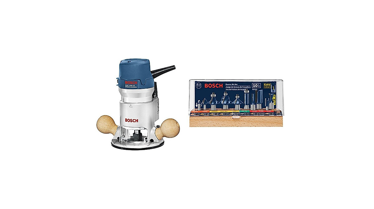 Bosch 1617EVS 2.25 HP Fixed-Base Router with 10-Pc Bit Set
