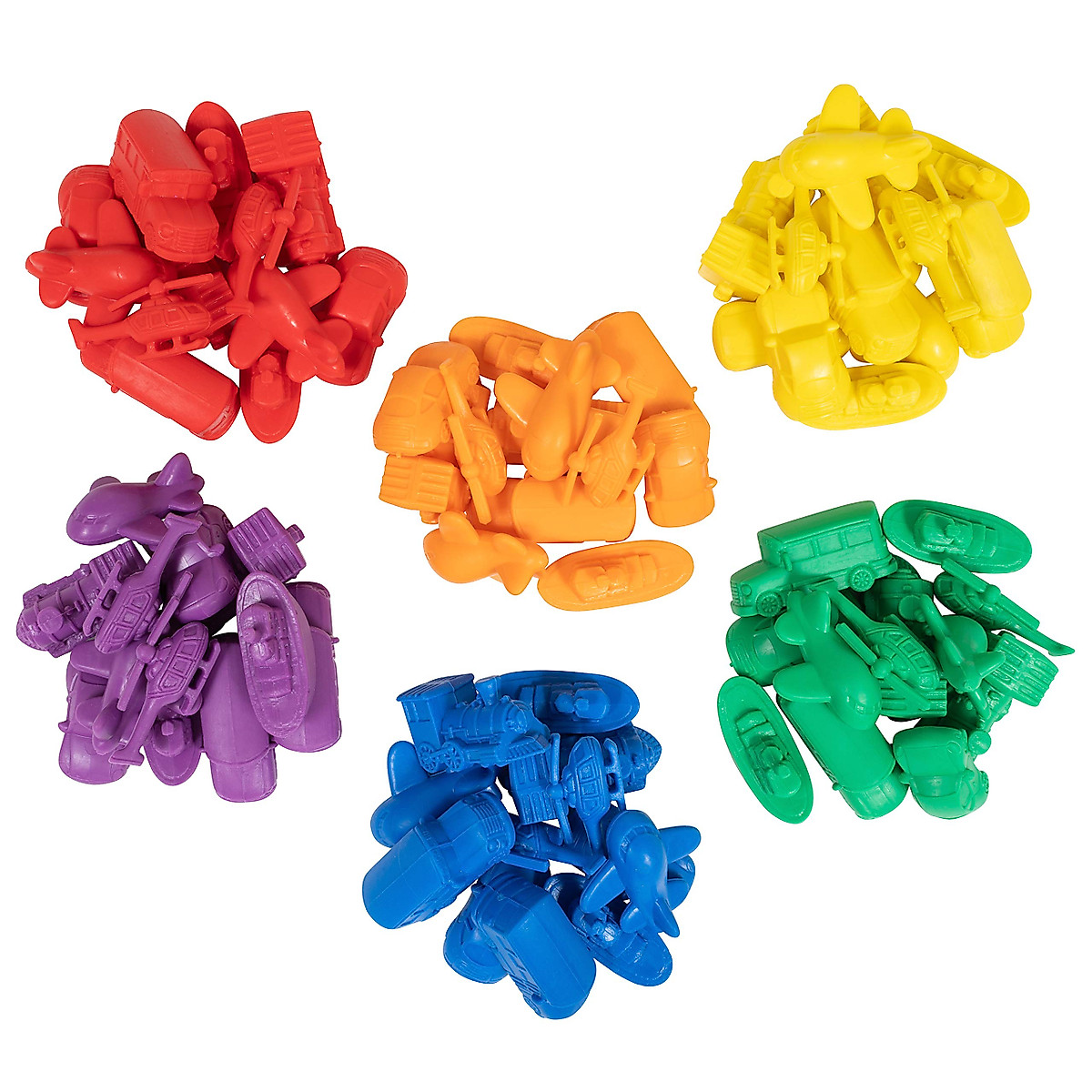 Transport Counters Set of 72 for Kids - Build Math & Sorting Skills