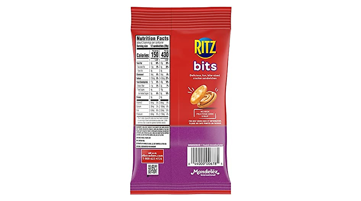 RITZ Bits Peanut Butter Crackers - Big Bag, 12 Pack