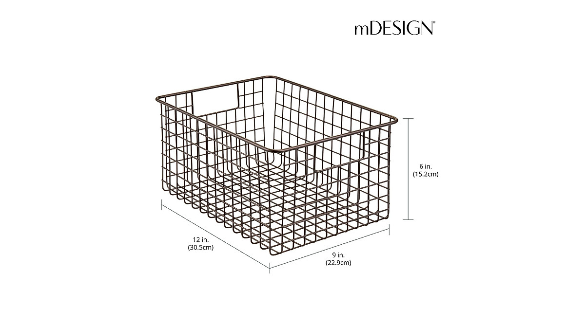 mDesign Bronze Wire Food Storage Baskets - 4 Pack