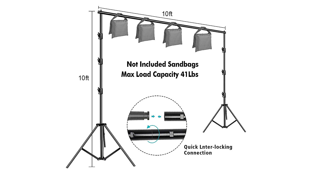 SLOW DOLPHIN 10x12ft Green Screen Backdrop Kit
