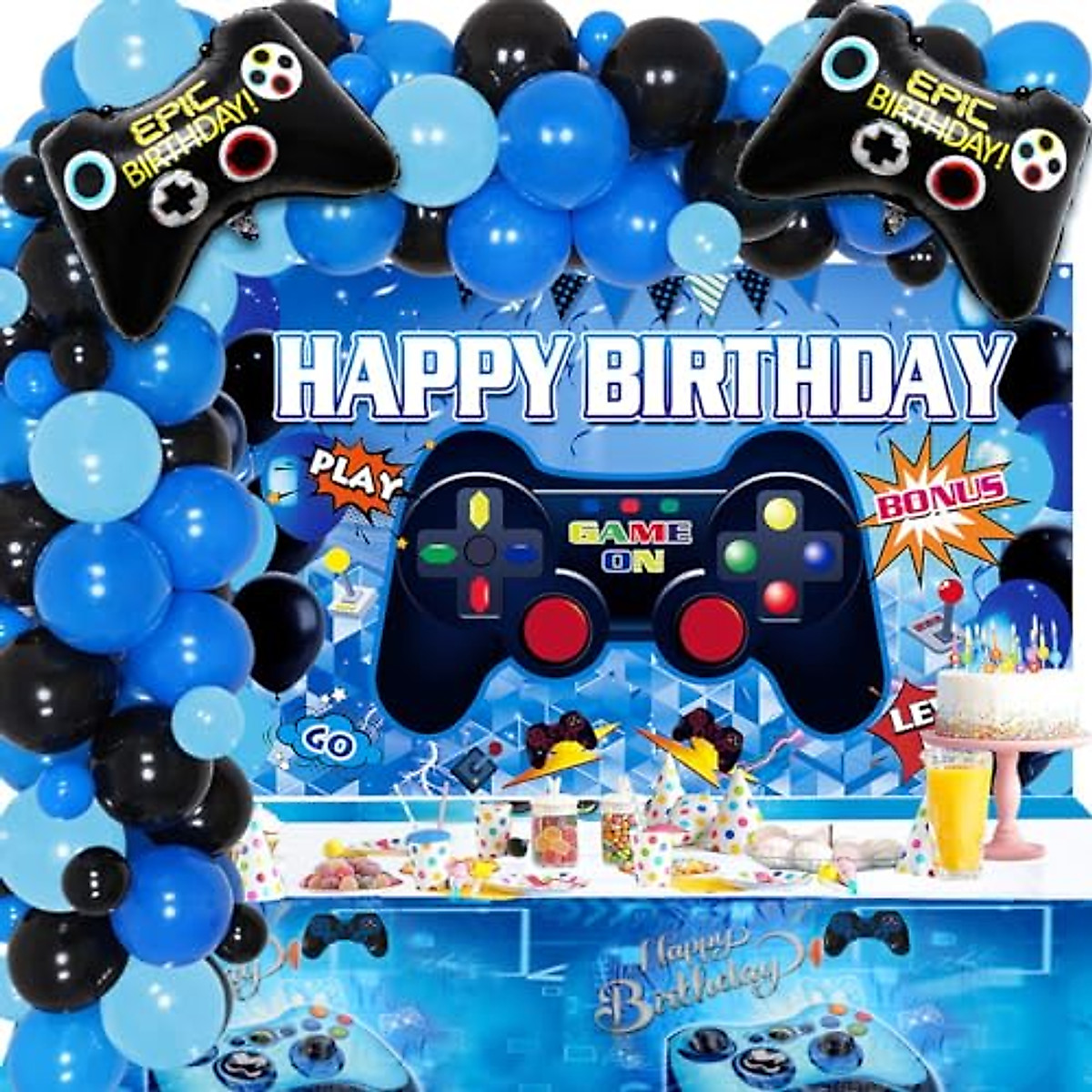Gamer Birthday Decorations Set - 58 Pieces for Epic Parties