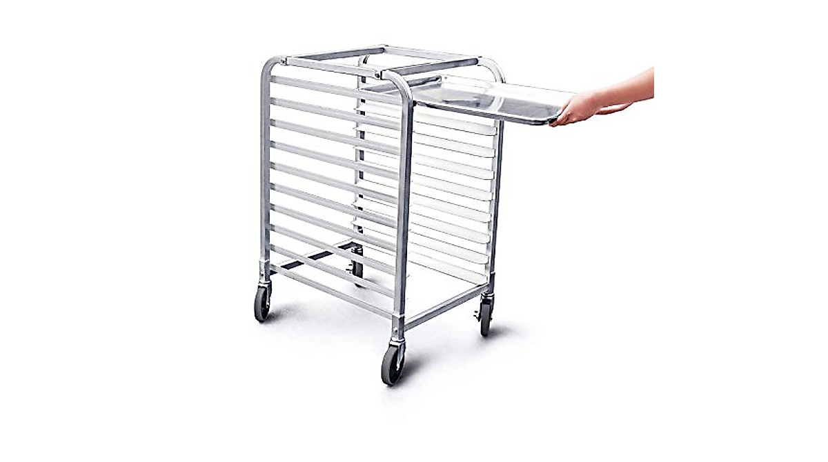 Commercial-Grade 10-Tier Aluminum Pan Rack with Wheels