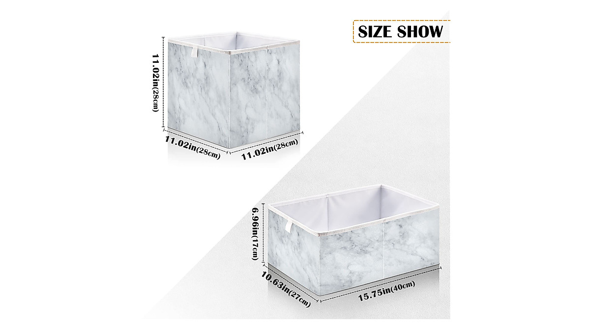 Kigai White Marble Cube Storage Bin - Stylish & Collapsible