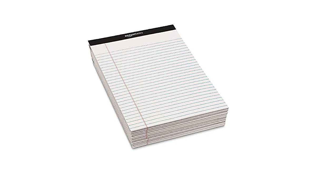 Amazon Basics Wide Ruled Notepads - 12 Pack for Office & School