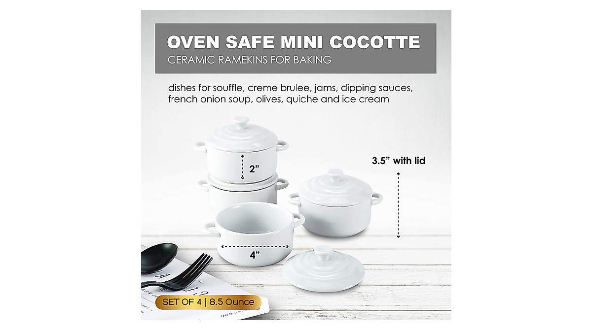 Bruntmor 8.5 Oz Mini Ceramic Ramekins for Baking and Serving