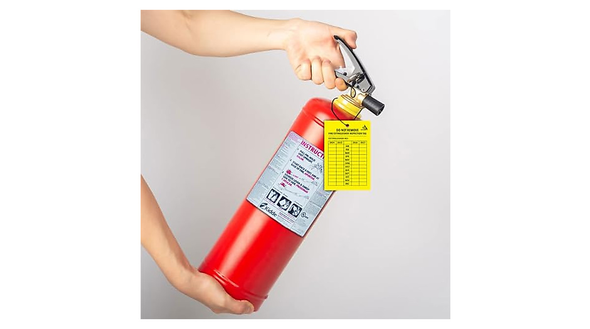 4-Year Fire Extinguisher Inspection Tags - Waterproof, Durable 25 Pack