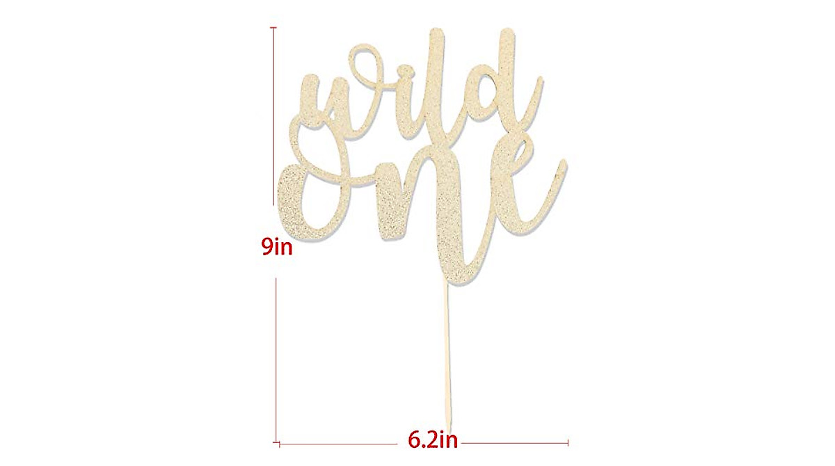 Wild One Cake Topper Glitter Gold for Birthday Party & Photos